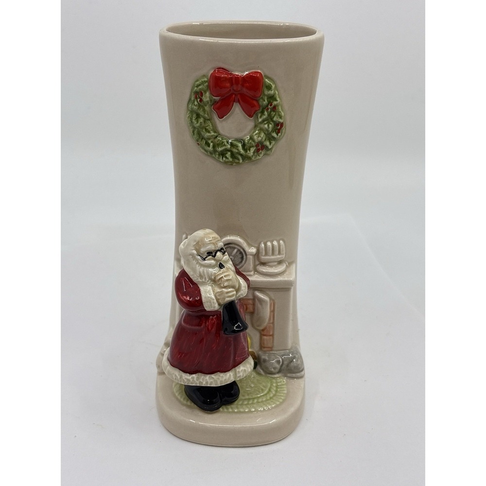 Vintage Gibson Greeting Cards Japan Santa Clause W/ Chimney Decoration Vase 6'